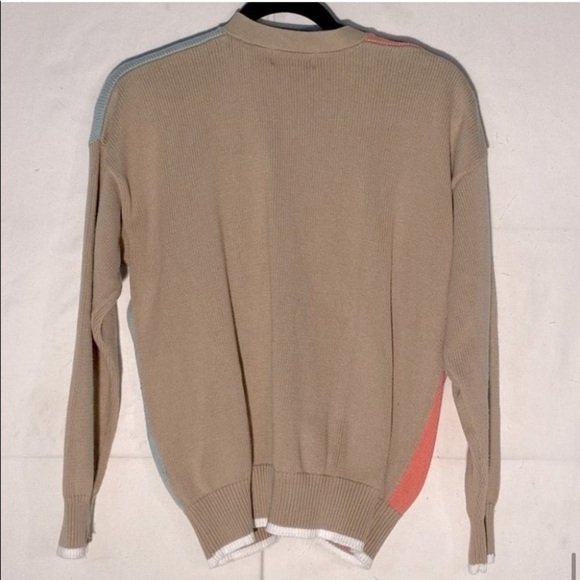Vintage La Mode Spruce Ridge Pastel Colour Block Button Up Knit Cardigan M - Picture 13 of 14